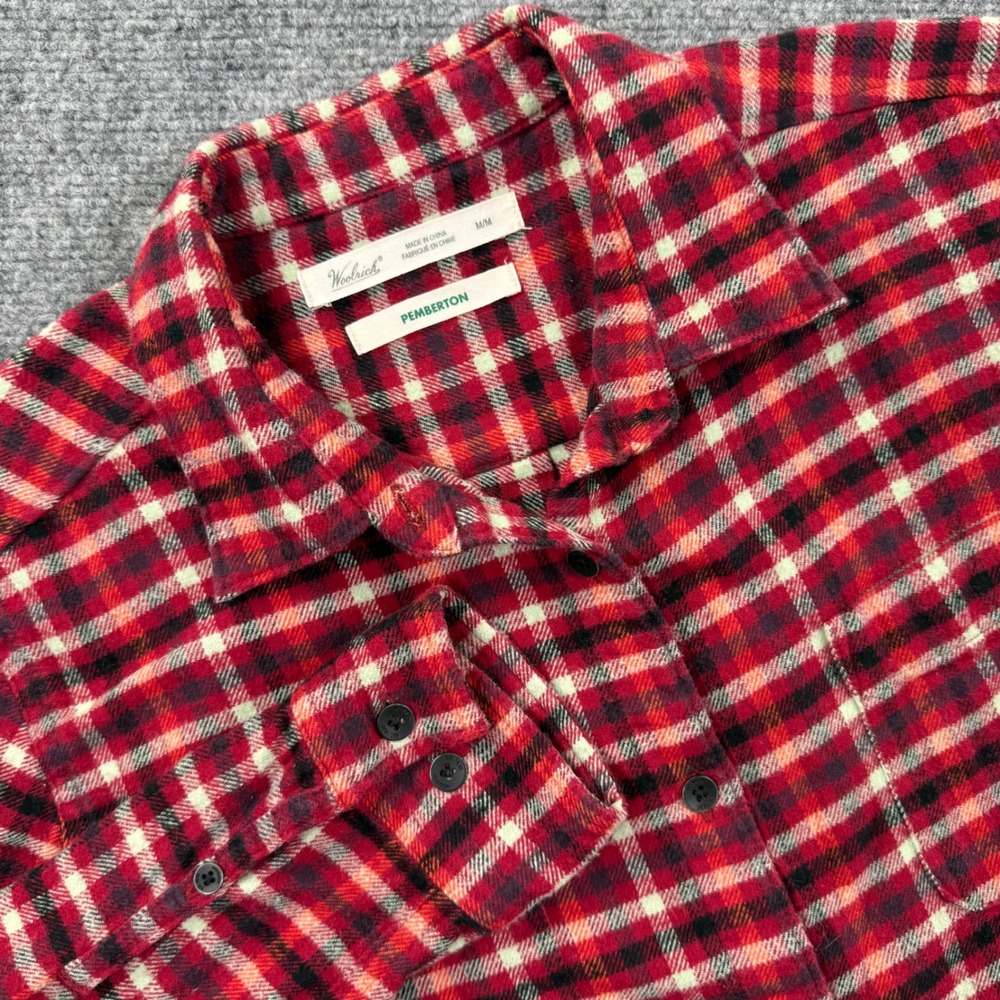 Woolrich Pemberton Shirt Medium Red Plaid Cotton Flannel Button Down Women's